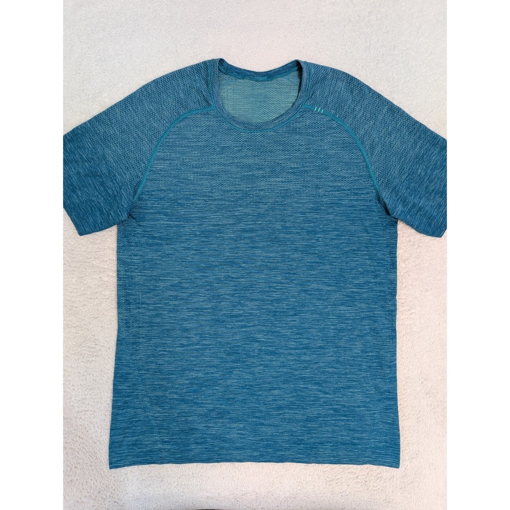 Lululemon Shirt Mens Med Metalvent Tech Tee Stretch Performance Athleisure Blue - Picture 2 of 6